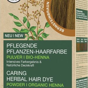 Vopsea de par bio pe baza de plante, maro chihlimbar 100g Logona