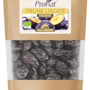Prune uscate bio, fara samburi, 600g Pronat