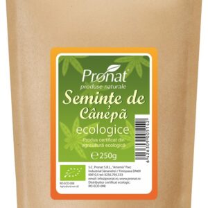 Seminte de canepa bio decorticate, 250g Pronat
