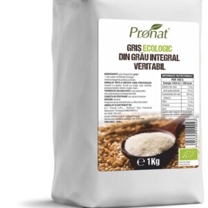 Gris bio din grau integral veritabil 1kg Pronat