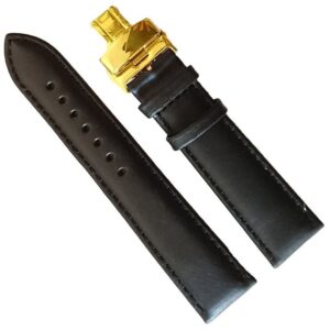 Curea ceas din piele neagra Deployant auriu14mm 16mm 18mm 20mm 22mm 24mm WZ525