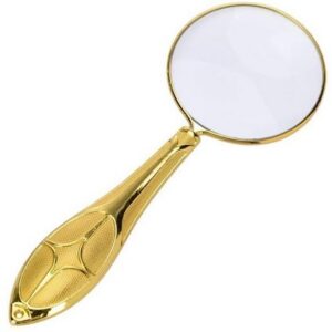 Lupa de mana matalica aurie 5x pentru citit MG18155-7