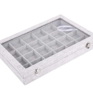 Caseta Gri pentru prezentare bijuterii cu 24 spatii