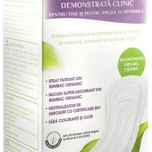 Absorbante Ultra subtiri pentru incontinenta, din bumbac organic, 24 buc Organyc