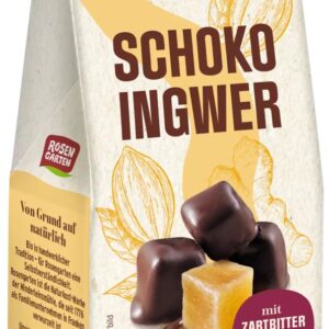 Ghimbir bioglazurat cu ciocolata neagra, 80g Rosen Garten
