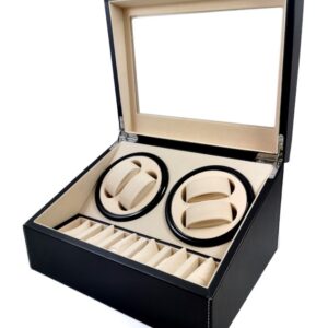 Watch Winder Negru Piele Ecologica 4+6