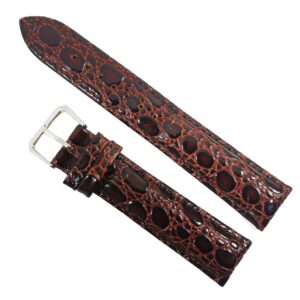 Curea de ceas Maro Inchis cu Imprimeu Aligator 20mm 22mm