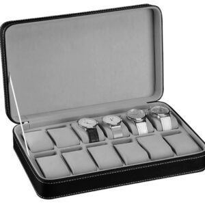 Caseta cu 12 spatii pentru transportul si depozitarea ceasurilor