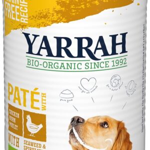 Hrana umeda bio pentru caini, cu pui, alge si spirulina, 400g Yarrah