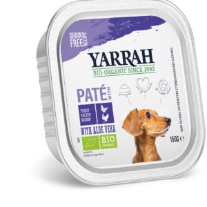 Hrana umeda bio pentru caini, pate cu pui, curcan si aloe vera, 150g Yarrah