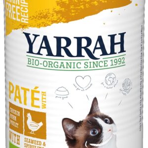 Hrana umeda bio pentru pisici, pate cu pui, alge si spirulina, 400g Yarrah