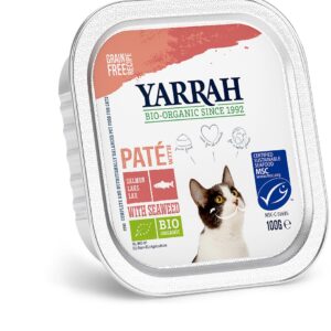 Hrana umeda bio pentru pisici, pate cu somon si alge marine, 100g Yarrah