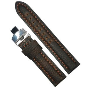 Curea de ceas maro-inchis cu textura bizonata din piele naturala 20mm, 22mm 24mm - WZ4179D