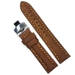 Curea de ceas maro cu textura bizonata din piele naturala 20mm, 22mm 24mm - WZ4178D