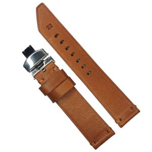 Curea de ceas Anti-alergica maro din piele naturala 20mm 22mm 24mm WZ4176D