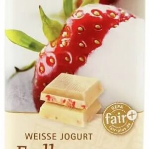 Ciocolata alba bio cu iaurt si capsuni, 40g Gepa