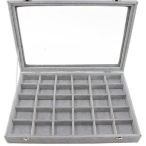 Caseta Gri pentru prezentare bijuterii cu 30 spatii