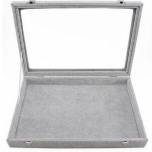 Caseta Gri monovolum pentru prezentare bijuterii cu capac transparent
