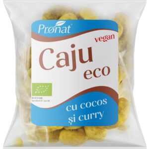 Caju bio condimentat cu aroma de curry si nuca de cocos 50g Pronat