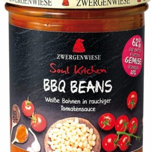 Fasole alba bio in sos de rosii BBQ, 370g Zwergenwiese