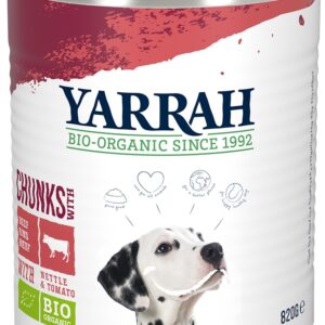 Hrana umeda bio pentru caini, bucati de vita in sos, 820g Yarrah