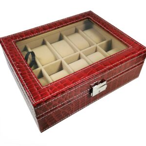 Cutie pentru 10 ceasuri Piele ecologica Rosie WZ4688