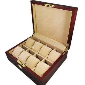 Caseta Rosie din lemn pentru depozitarea ceasurilor 8 spatii WZ4689