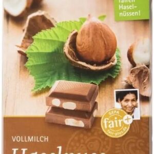 Ciocolata cu lapte si alune de padure, bio si fairtrade, 100g Gepa