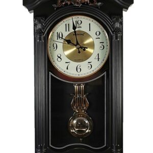 Ceas de Perete cu Pendulă și Gong, Design Clasic cu Basorelief Floral, 50cm, Model 5626