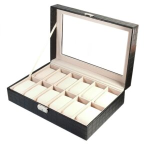 Cutie pentru 12 ceasuri din piele ecologica Neagra / Albastra / Maro / Crem CF-E13