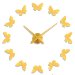 Ceas de perete 3D Argintiu / Auriu Butterfly DIY WZ2446