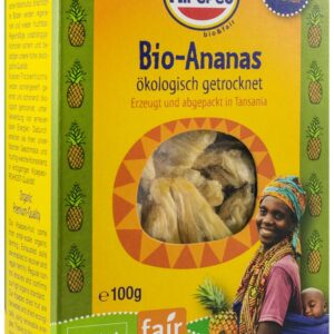 Ananas bio si fairtrade, bucati uscate, 100g Kipepeo