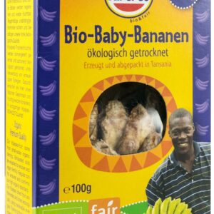 Banane baby bio si fairtrade, bucati uscate, 100g Kipepeo