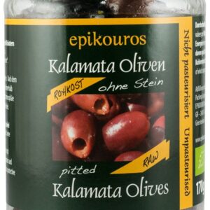 Masline kalamata bio, crude, fara samburi, 170g Epikouros