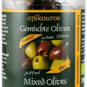 Mix de masline bio, crude, fara samburi, 170g Epikouros