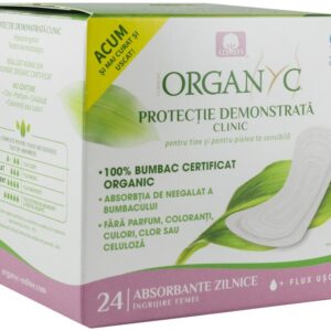 Absorbante zilnice subtiri din bumbac organic ambalate individual 24 buc Organyc