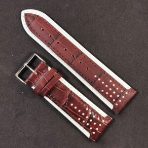 Curea Ceas „Mocha Contrast” 2F22MD – Piele Naturală Maro Închis cu Margini Albe (24mm)