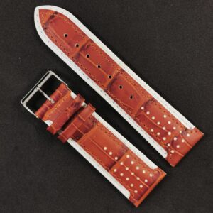 Curea Ceas „Sand Contrast” 2F22 – Piele Naturală Maro Deschis cu Margini Albe (24mm)