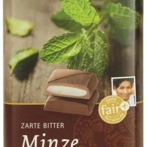 Ciocolata neagra amaruie, delicata, cu crema proaspata de menta, bio si fairtrade, 100g GEPA