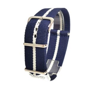 Curea tip NATO Bleumarin cu Alb Morellato Band Fabric Ribbon - 18mm, 20mm, 22mm
