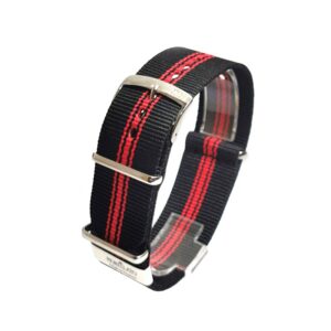 Curea tip NATO Negru cu Rosu Morellato Band Nastro Cannete - 22mm