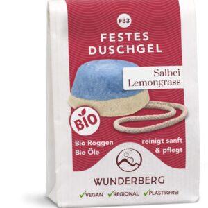 Gel de dus solid bio cu salvie si lemongrass, 80g Wunderberg