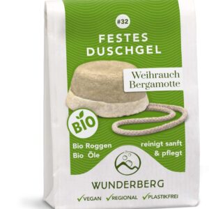 Gel de dus solid bio cu tamaie si bergamota, 80g Wunderberg