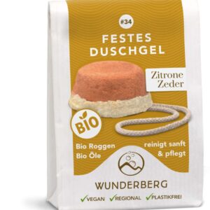 Gel de dus solid bio cu lamaie si cedru, 80g Wunderberg