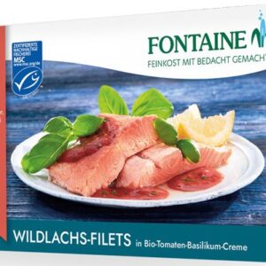File de somon salbatic in sos de rosii bio si sos de busuioc, 200g Fontaine