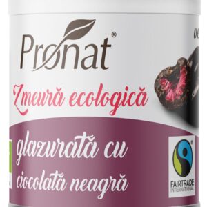 Zmeura glazurata cu ciocolata neagra bio, 100g Pronat