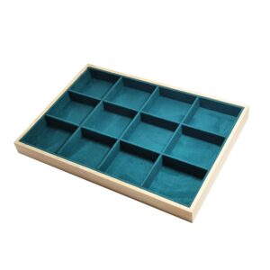 Tava prezentare si organizare bijuterii 12 spatii cu catifea verde WZ5291