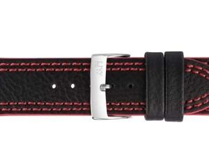 Curea de ceas Neagra cu cusatura rosie Morellato Futnet Genuine Leather 22mm