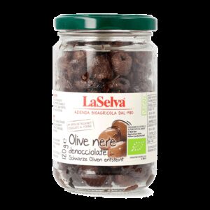 Masline negre bio, coapte fara samburi, 120g LaSelva