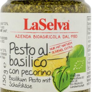 Pesto bio cu busuioc si branză de oaie, 130g LaSelva